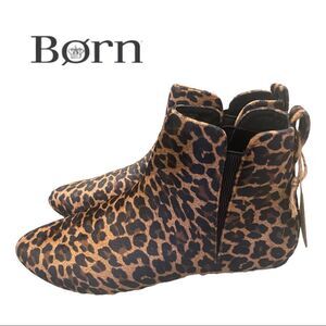 NEW Born Women's Remo Lt. Brown Leopard Fabric Pull On Boots Booties 6.5